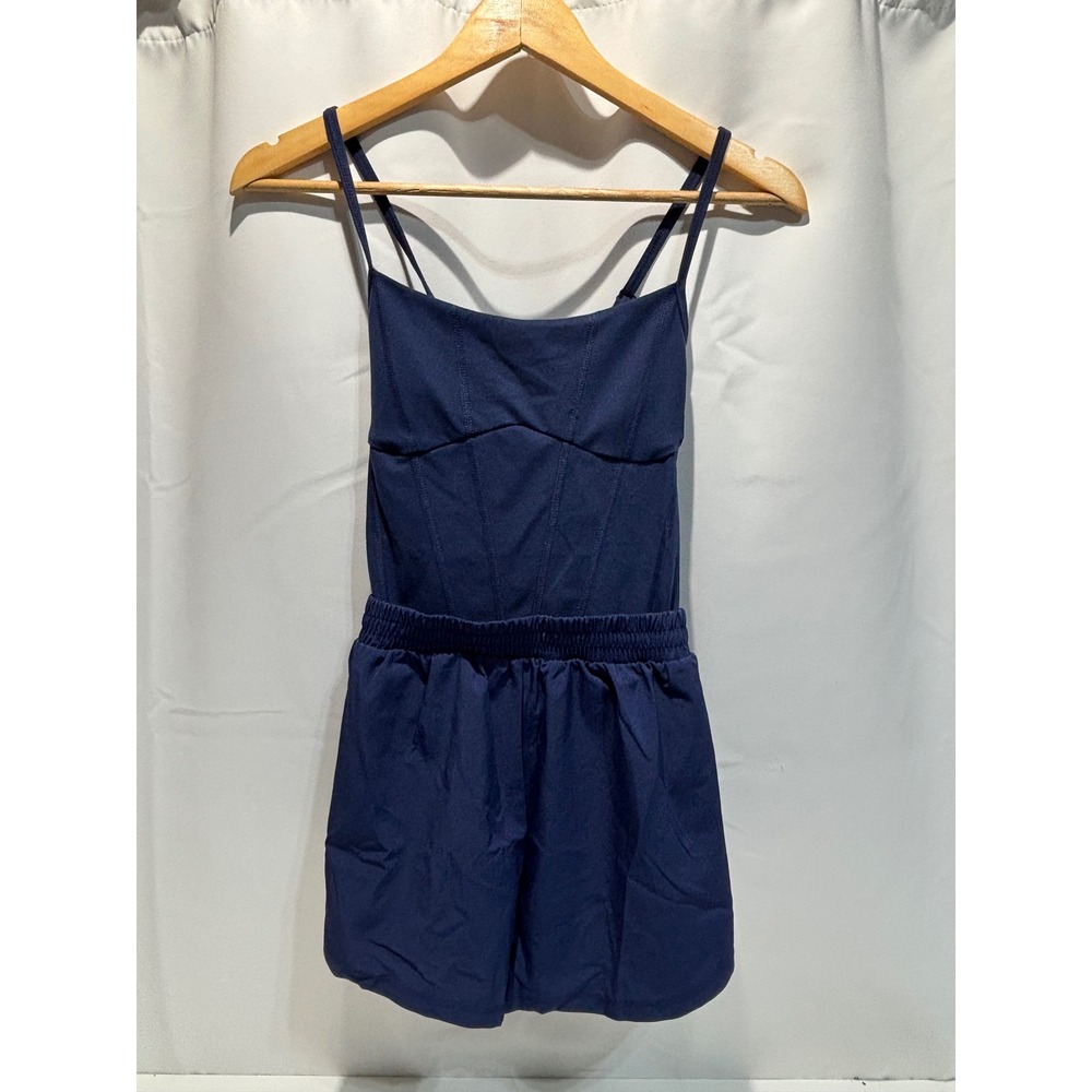 PINK Victoria's Secret Romper Women Small Navy Corset Activewear Open Back